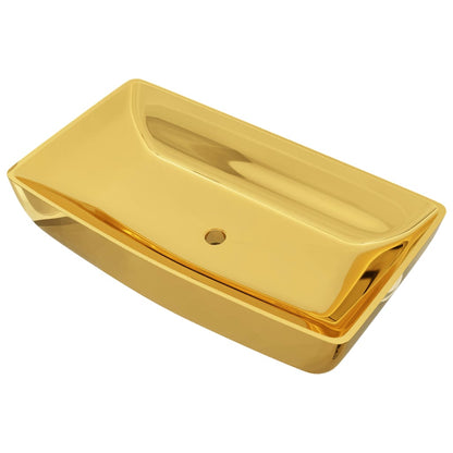 Wastafel 71x38x13,5 cm keramiek goudkleurig