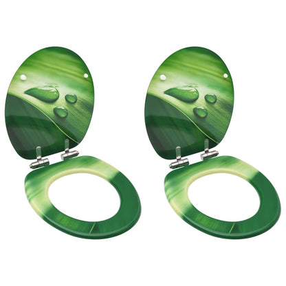 Toiletbrillen met soft-close deksel 2 st waterdruppel MDF groen