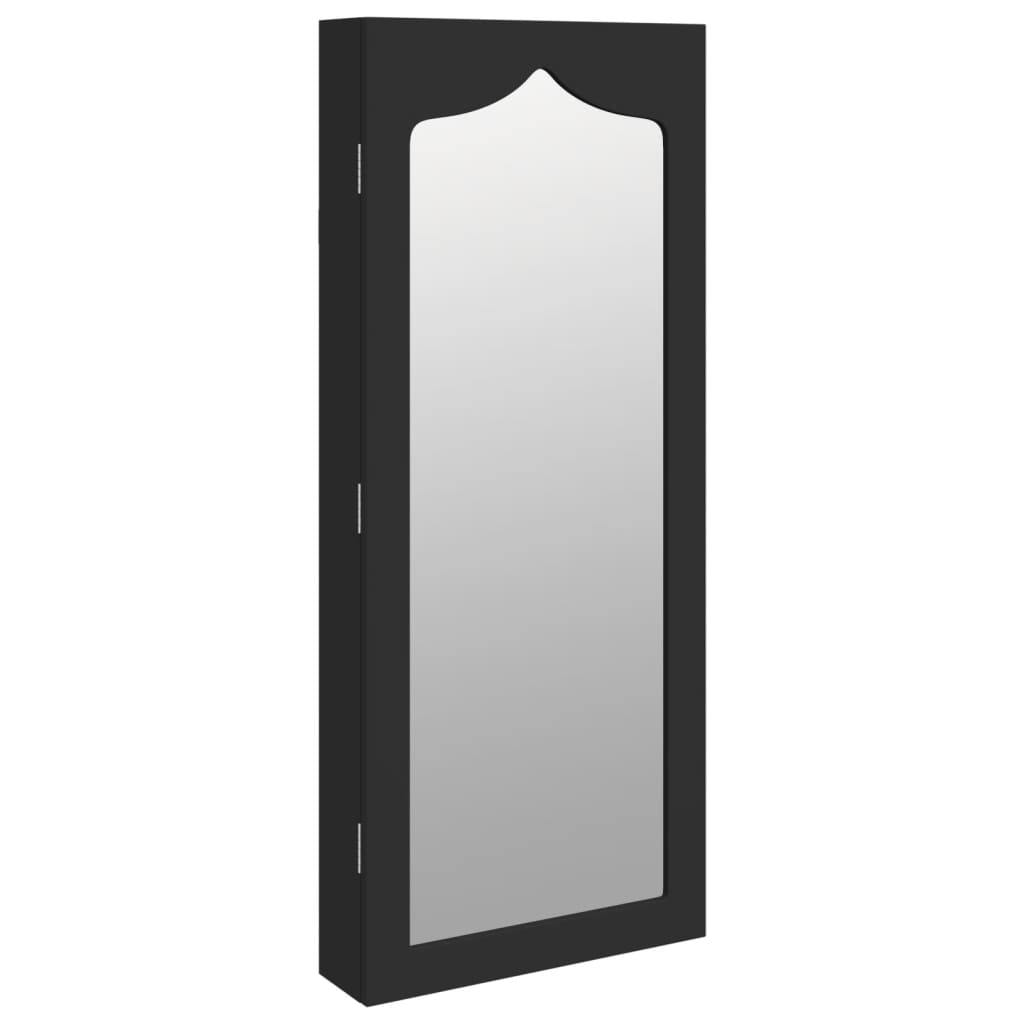 Sieradenkast met spiegel wandgemonteerd 37,5x10x90 cm zwart