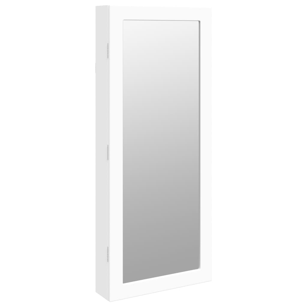 Sieradenkast met spiegel en LED wandgemonteerd wit
